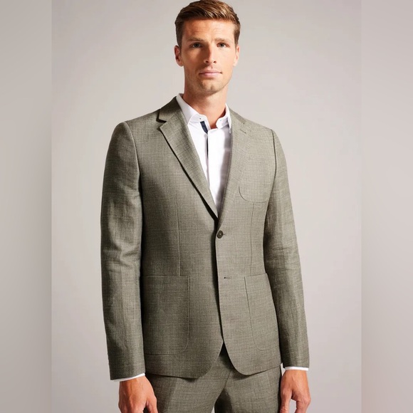 NWT TED BAKER Taylorj slim-fit single-breasted linen and...